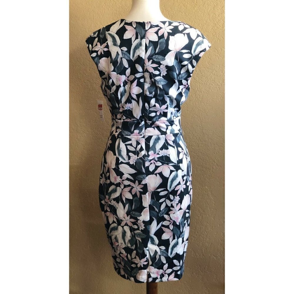 Alexia Admor Womens Green Floral Printed V-Neck Sheath Dress Size M $179 - Picture 3 of 11